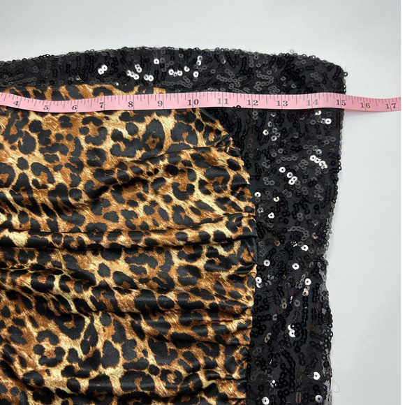 City Triangles Y2K Juniors Black Sequin Ruched Strapless Cheetah Party Dress M - Picture 6 of 6